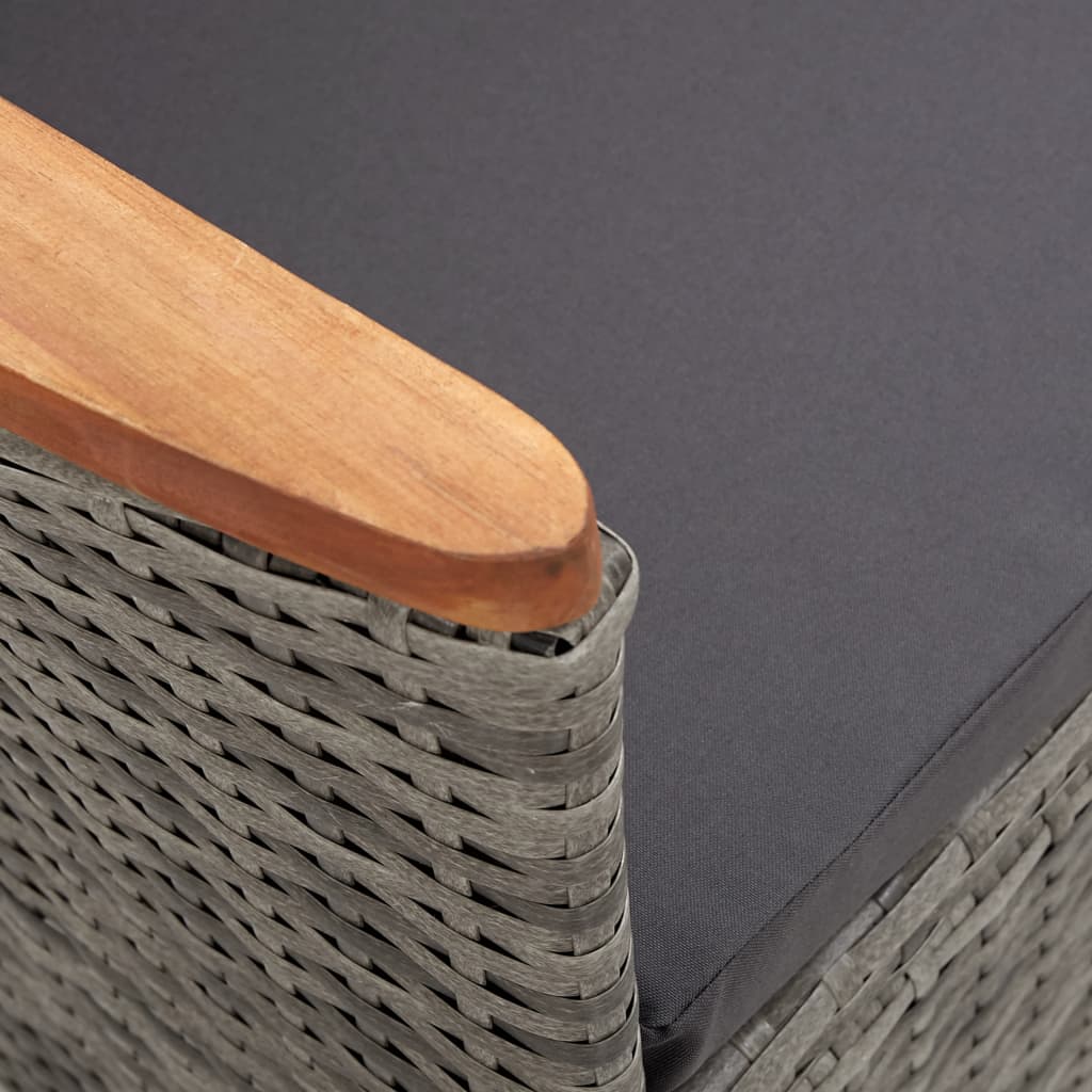 9-részes szürke polyrattan kültéri étkezőgarnitúra párnákkal