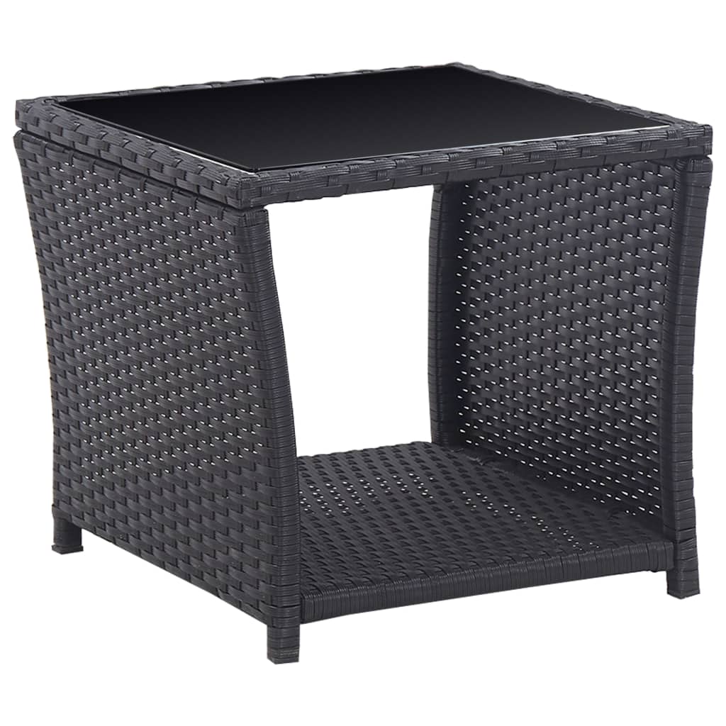 3 darabos fekete polyrattan bisztrószett párnákkal
