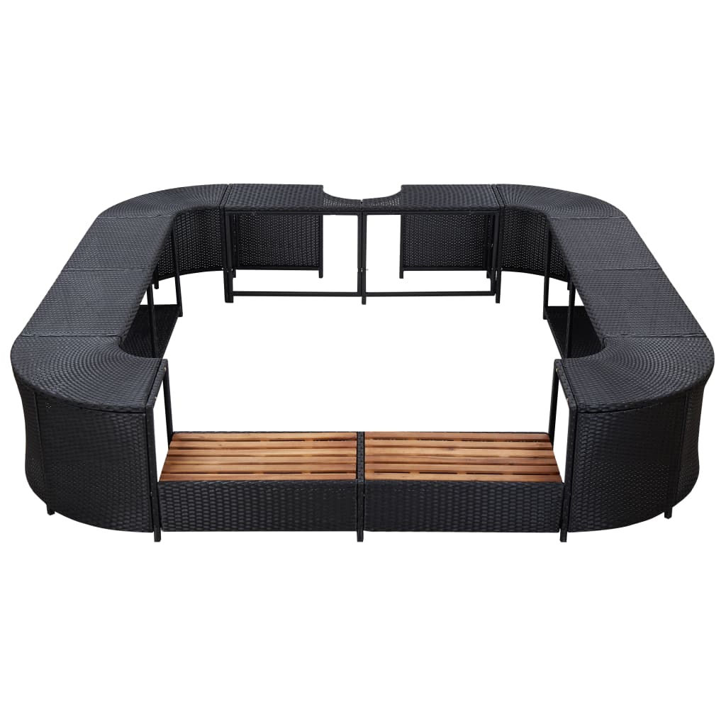 fekete négyszög alakú polyrattan pezsgőfürdőkeret 268x268x55 cm