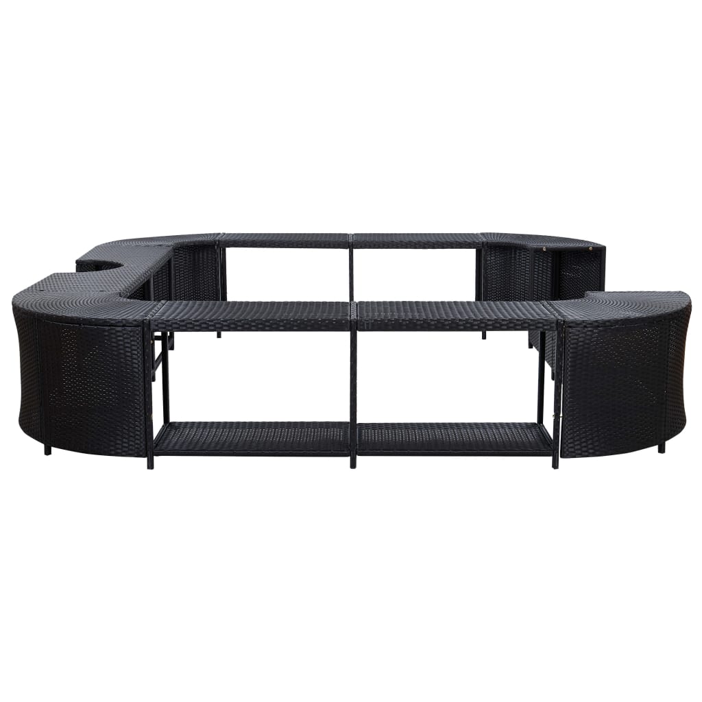 fekete négyszög alakú polyrattan pezsgőfürdőkeret 268x268x55 cm