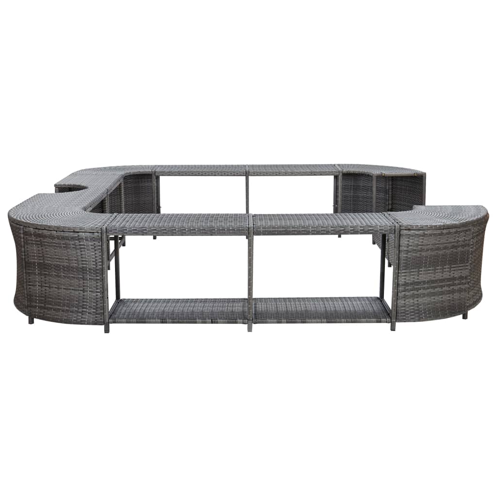 szürke négyszög alakú polyrattan pezsgőfürdőkeret 268x268x55 cm