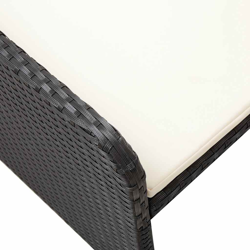 2 részes fekete polyrattan kerti bútorszett párnákkal