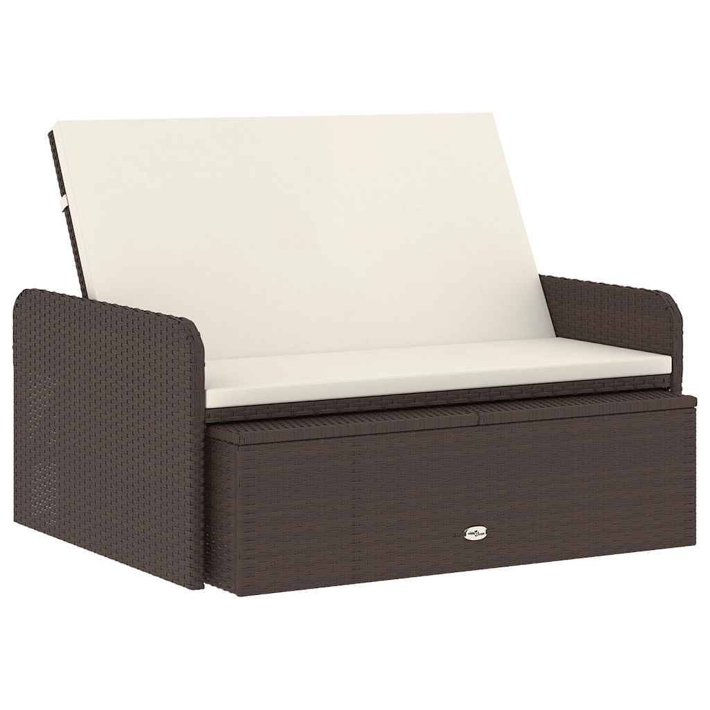 2 részes barna polyrattan kerti bútorszett párnákkal