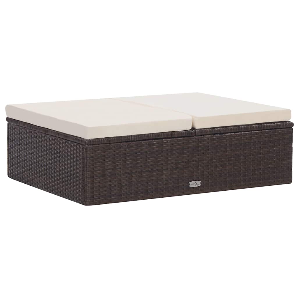 2 részes barna polyrattan kerti bútorszett párnákkal