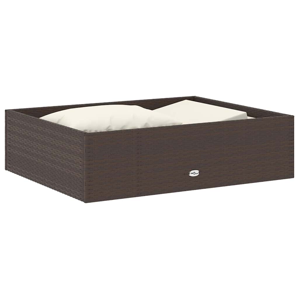 2 részes barna polyrattan kerti bútorszett párnákkal