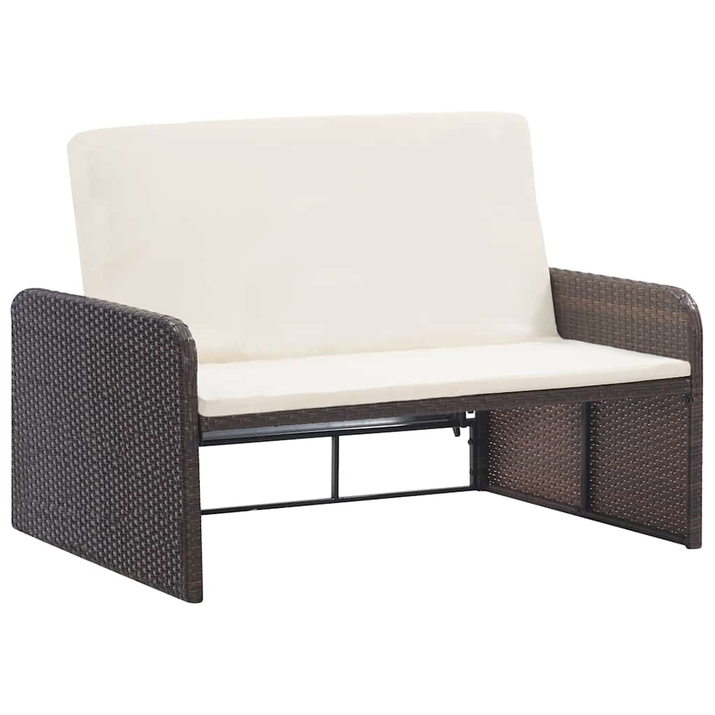 2 részes barna polyrattan kerti bútorszett párnákkal