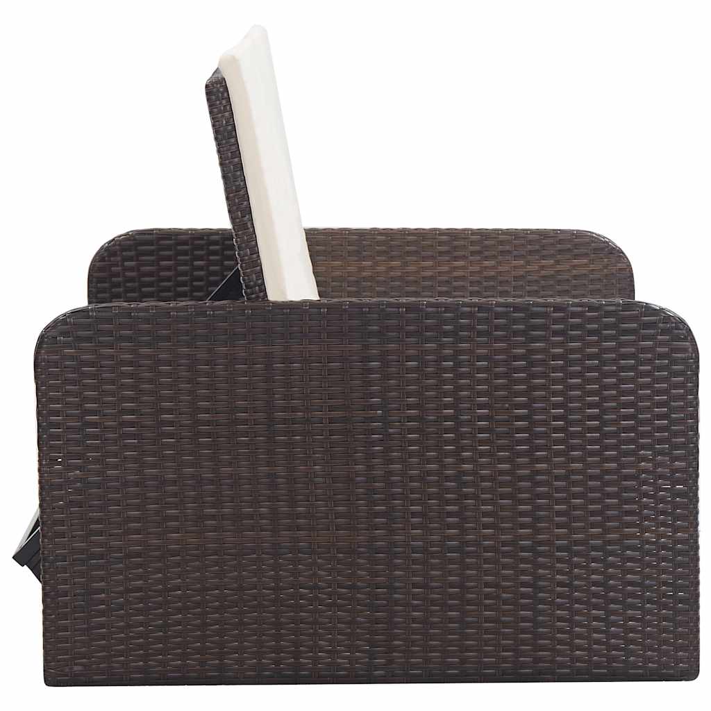 2 részes barna polyrattan kerti bútorszett párnákkal