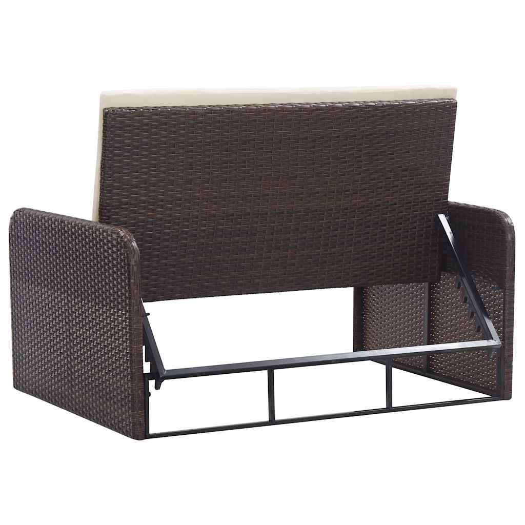 2 részes barna polyrattan kerti bútorszett párnákkal