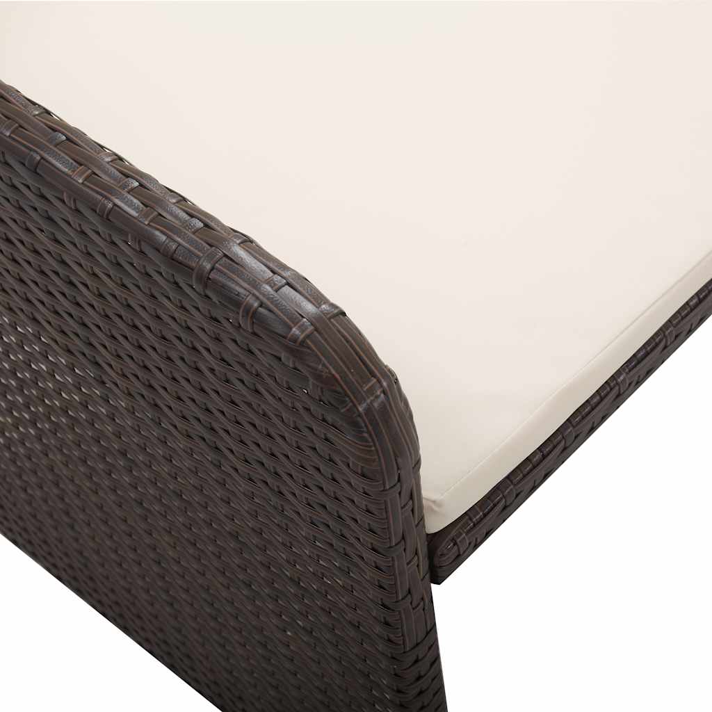 2 részes barna polyrattan kerti bútorszett párnákkal