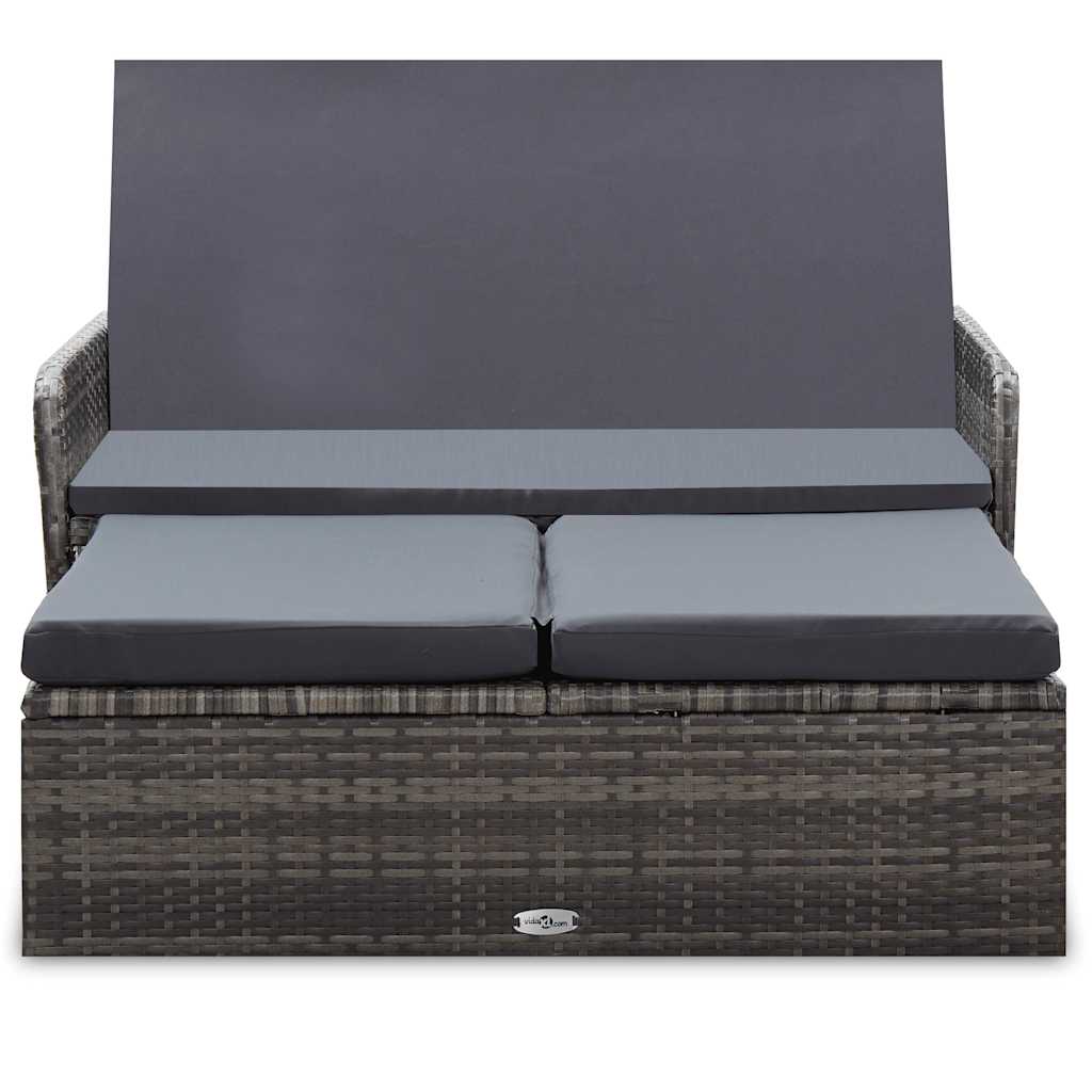 2 részes szürke polyrattan kerti bútorszett párnákkal