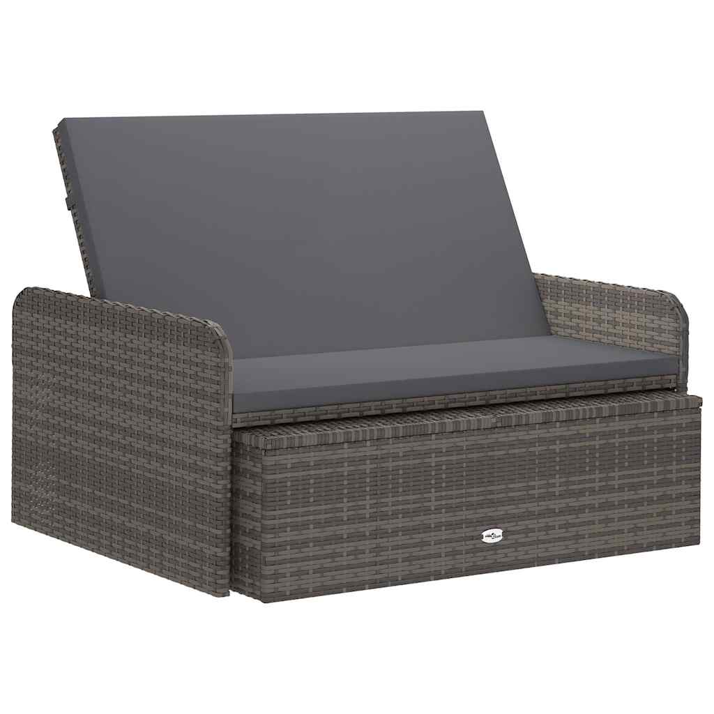 2 részes szürke polyrattan kerti bútorszett párnákkal