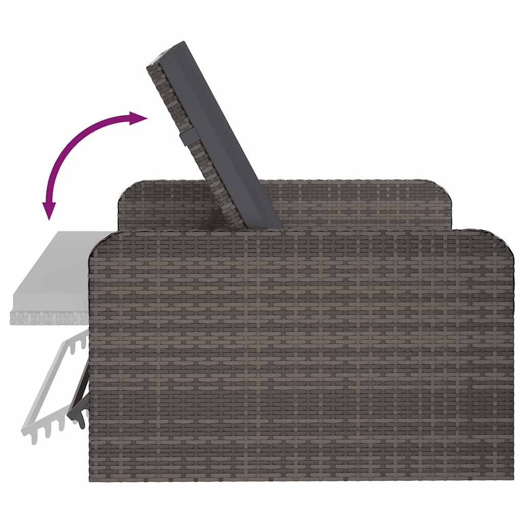 2 részes szürke polyrattan kerti bútorszett párnákkal