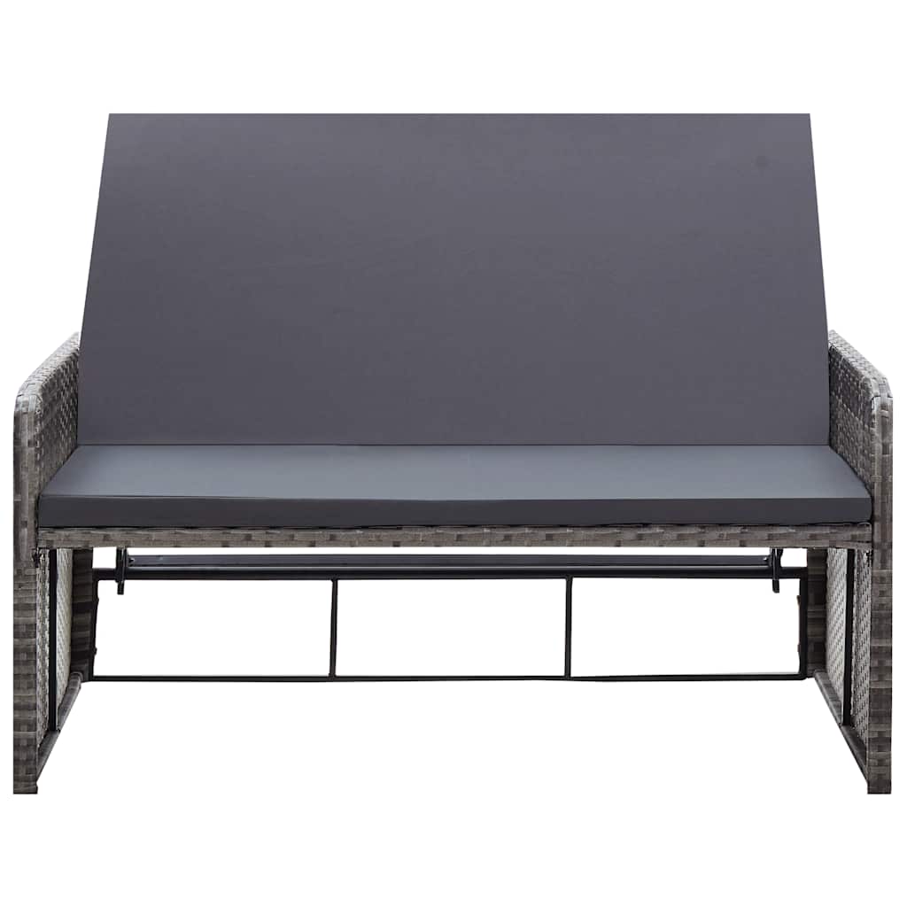 2 részes szürke polyrattan kerti bútorszett párnákkal