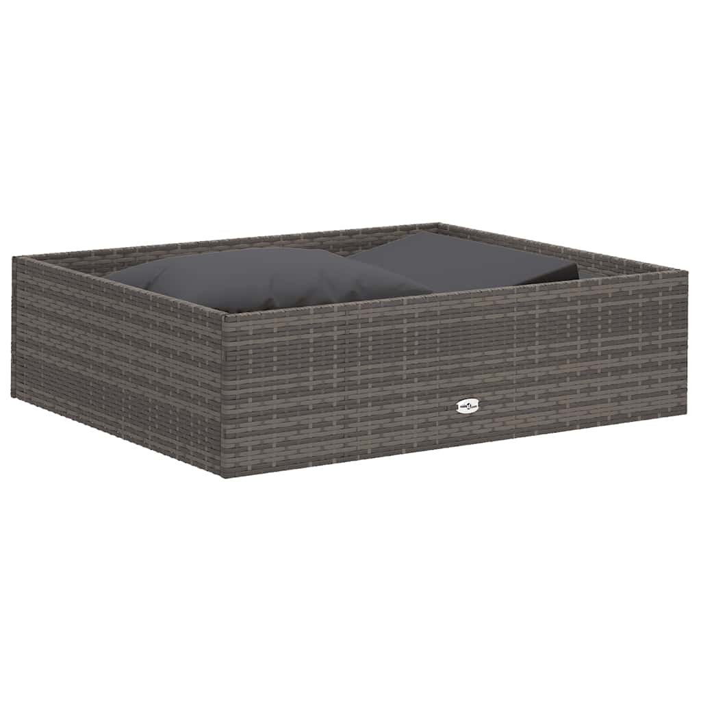 2 részes szürke polyrattan kerti bútorszett párnákkal