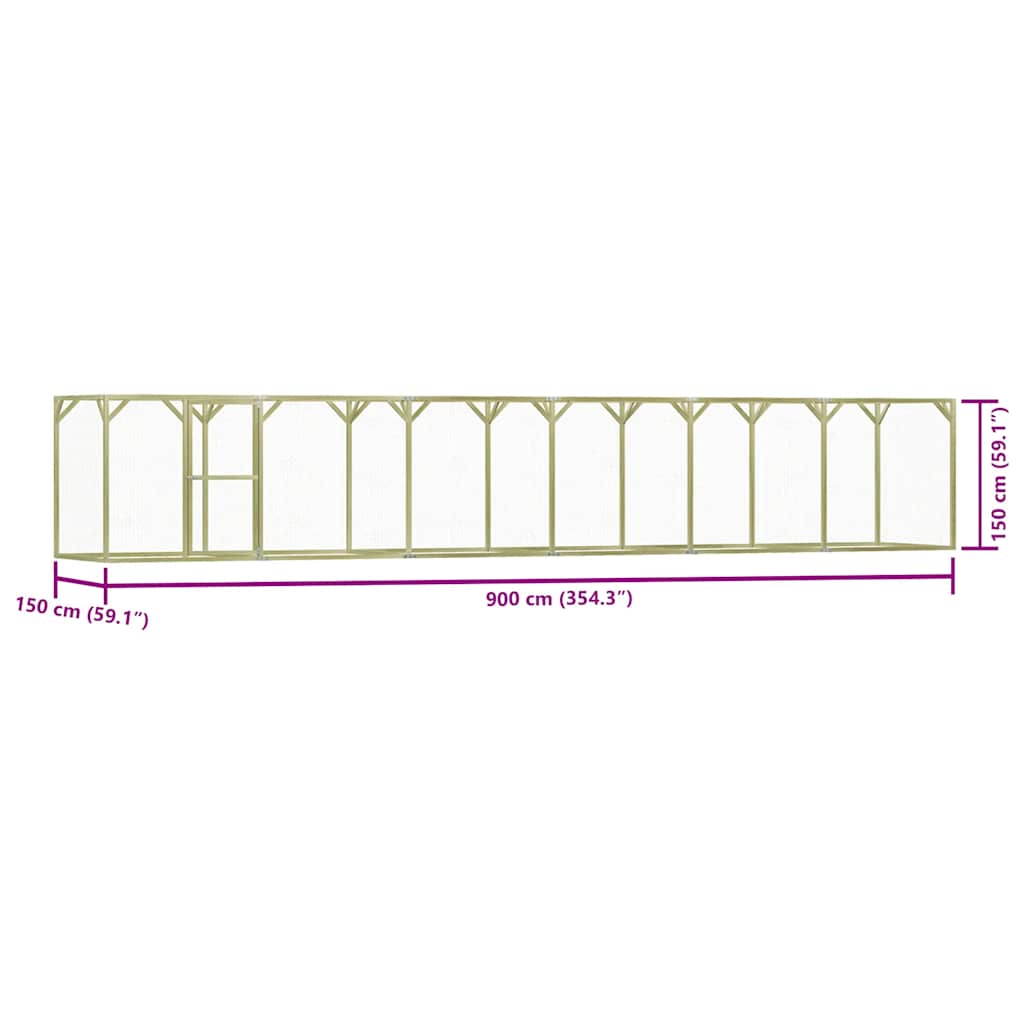 impregnált fenyőfa tyúkól 1,5 x 9 x 1,5 m