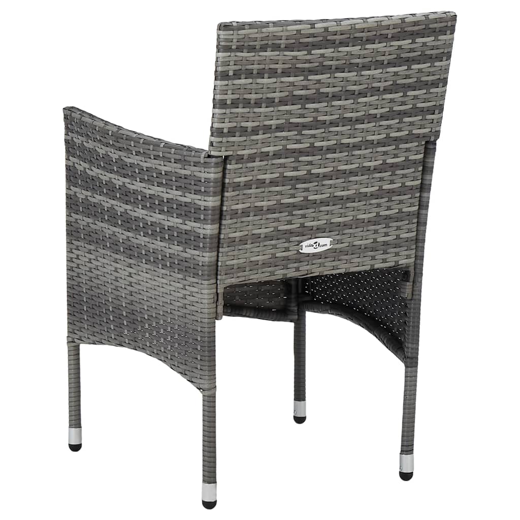 2 db szürke kerti polyrattan étkezőszék