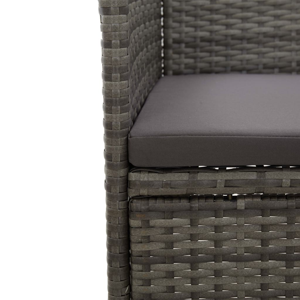 2 db szürke kerti polyrattan étkezőszék