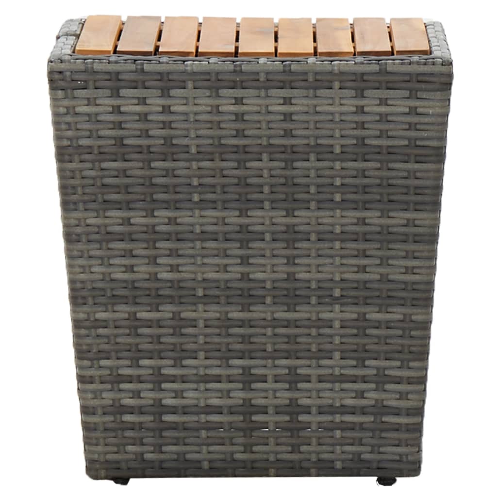 szürke polyrattan és tömör akácfa teázóasztal 41,5x41,5x43 cm