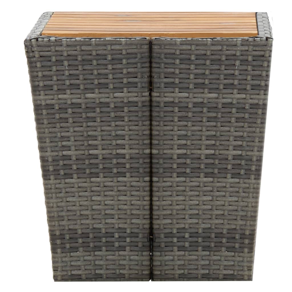 szürke polyrattan és tömör akácfa teázóasztal 41,5x41,5x43 cm