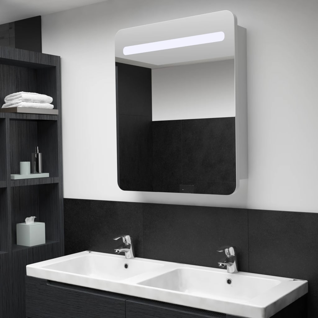 tükrös fürdőszobaszekrény LED világítással 68 x 9 x 80 cm