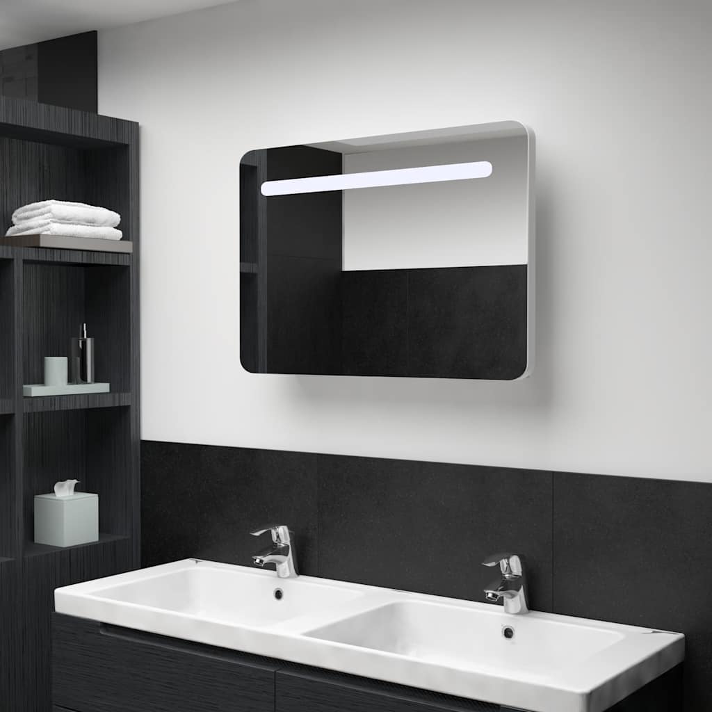 tükrös fürdőszobaszekrény LED világítással 80 x 9,5 x 55 cm