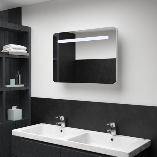 tükrös fürdőszobaszekrény LED világítással 80 x 9,5 x 55 cm