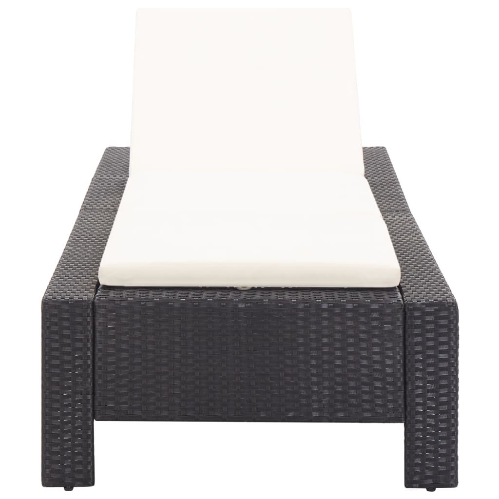fekete polyrattan napozóágy párnával