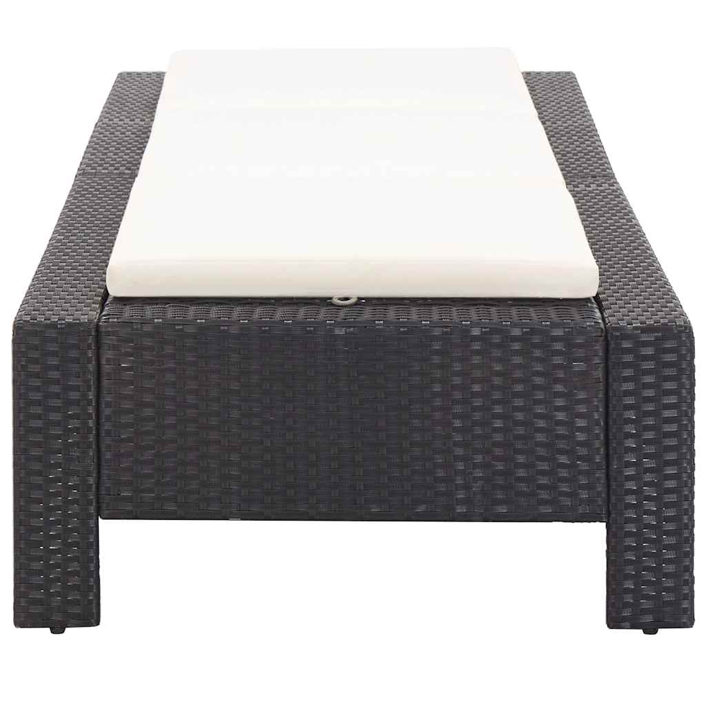 fekete polyrattan napozóágy párnával