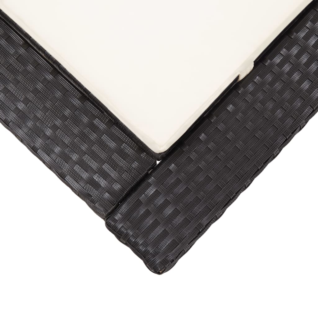 fekete polyrattan napozóágy párnával