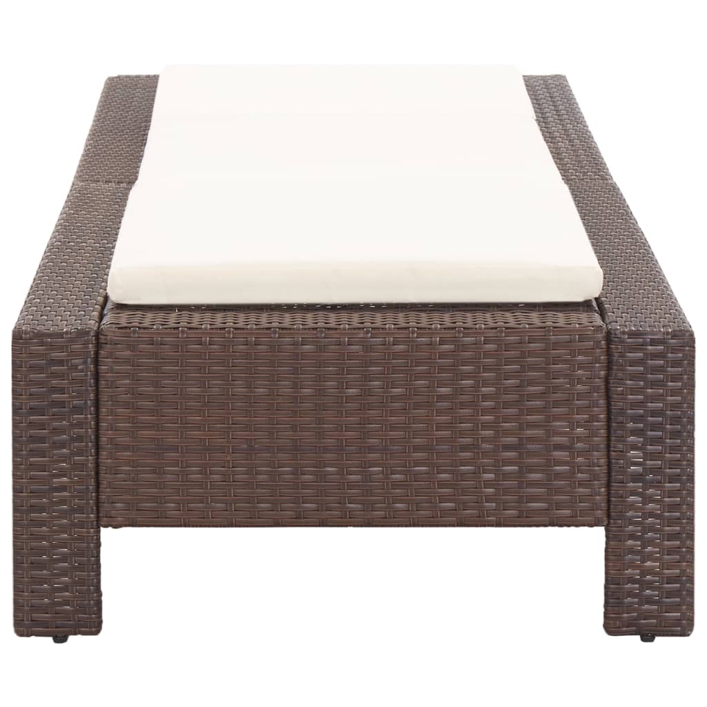 barna polyrattan napozóágy párnával