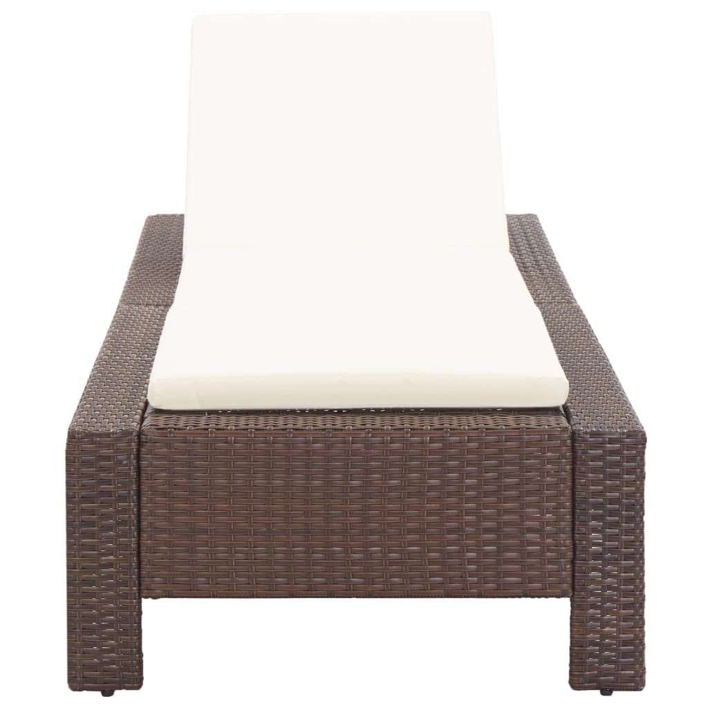 barna polyrattan napozóágy párnával