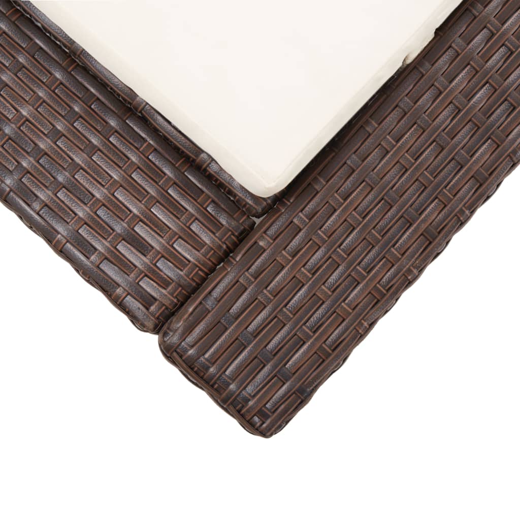 barna polyrattan napozóágy párnával