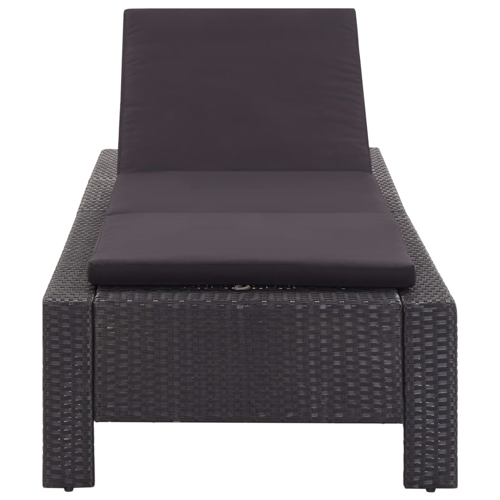 fekete polyrattan napozóágy párnával