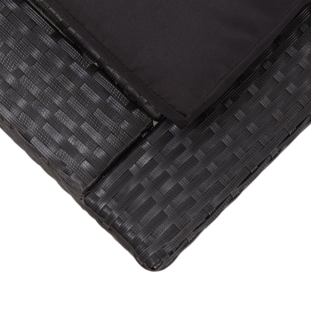 fekete polyrattan napozóágy párnával