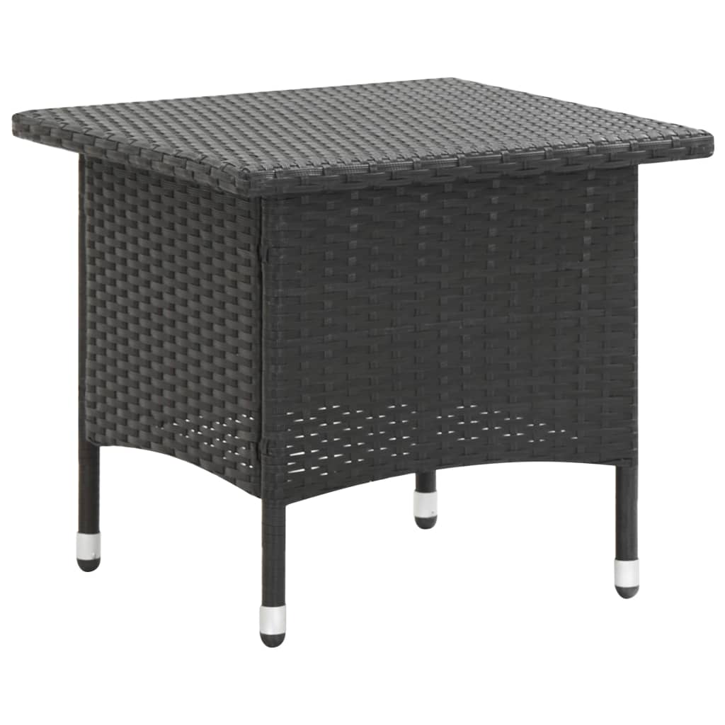 fekete polyrattan teázóasztal 50 x 50 x 47 cm