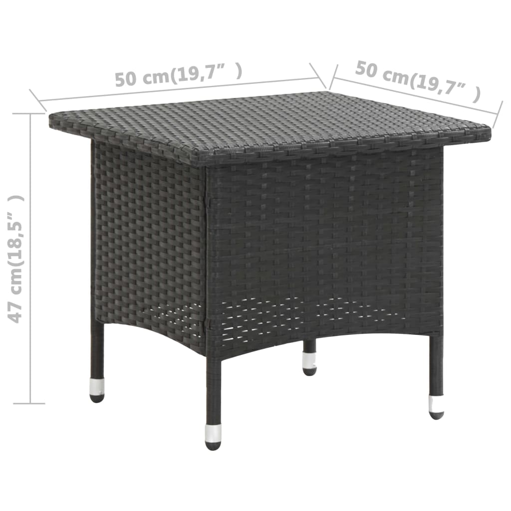 fekete polyrattan teázóasztal 50 x 50 x 47 cm