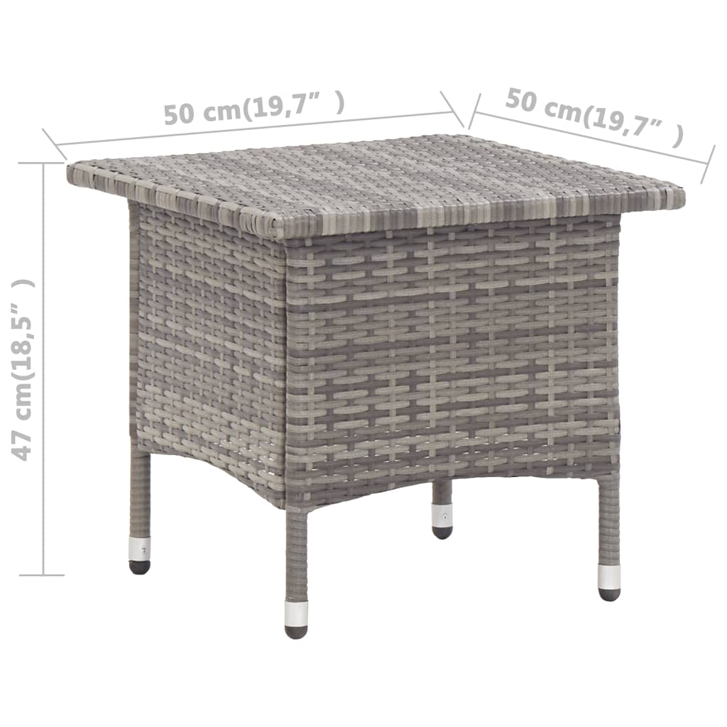 szürke polyrattan teázóasztal 50 x 50 x 47 cm