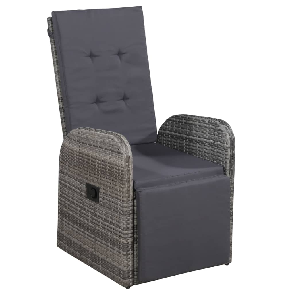 3 darabos szürke polyrattan bisztrószett párnákkal
