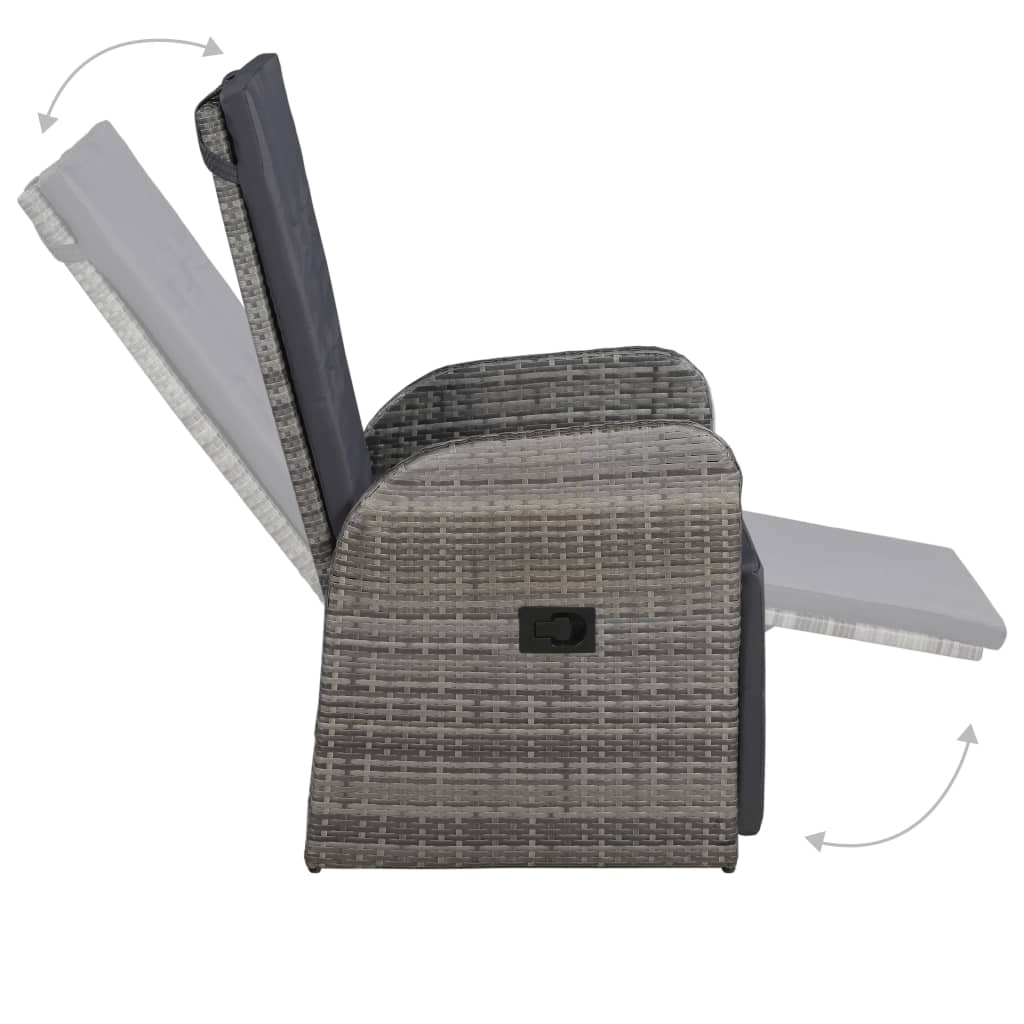 3 darabos szürke polyrattan bisztrószett párnákkal