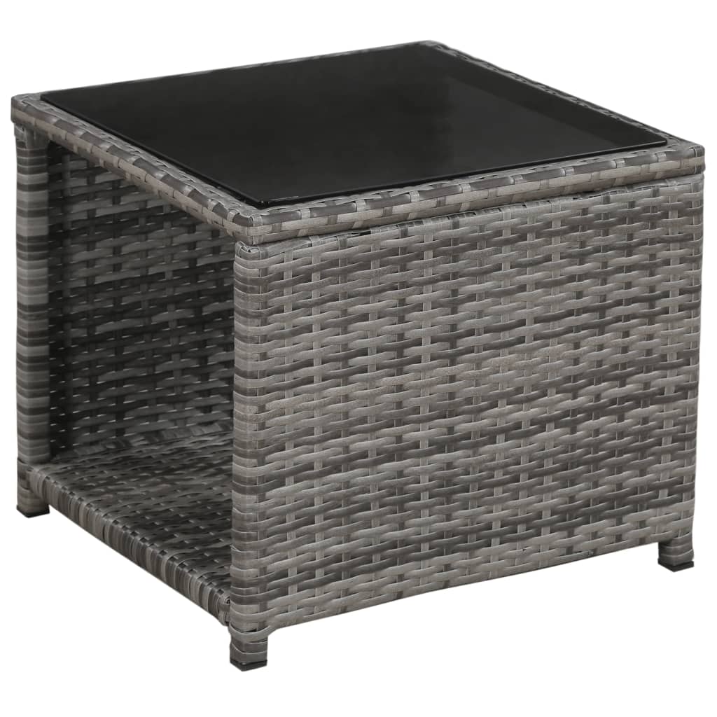3 darabos szürke polyrattan bisztrószett párnákkal