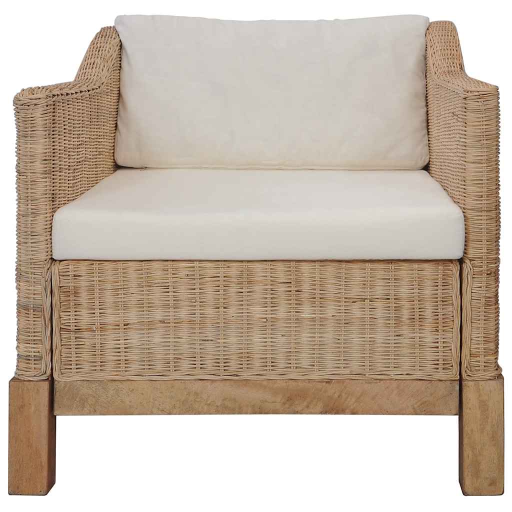 2 részes természetes rattan kanapészett párnákkal