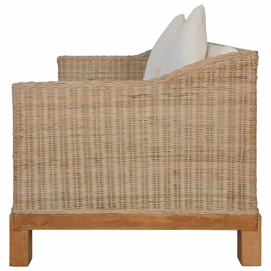2 részes természetes rattan kanapészett párnákkal