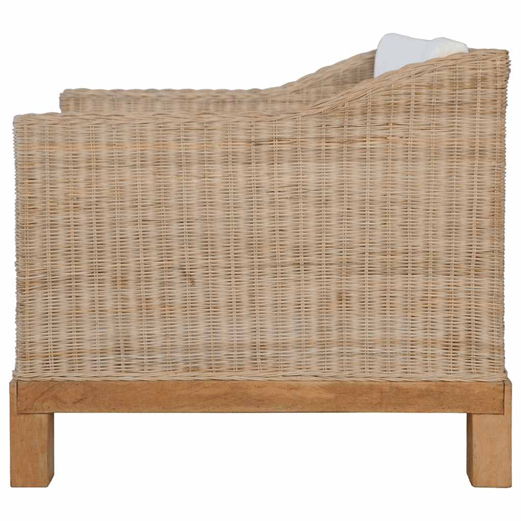 2 részes természetes rattan kanapészett párnákkal