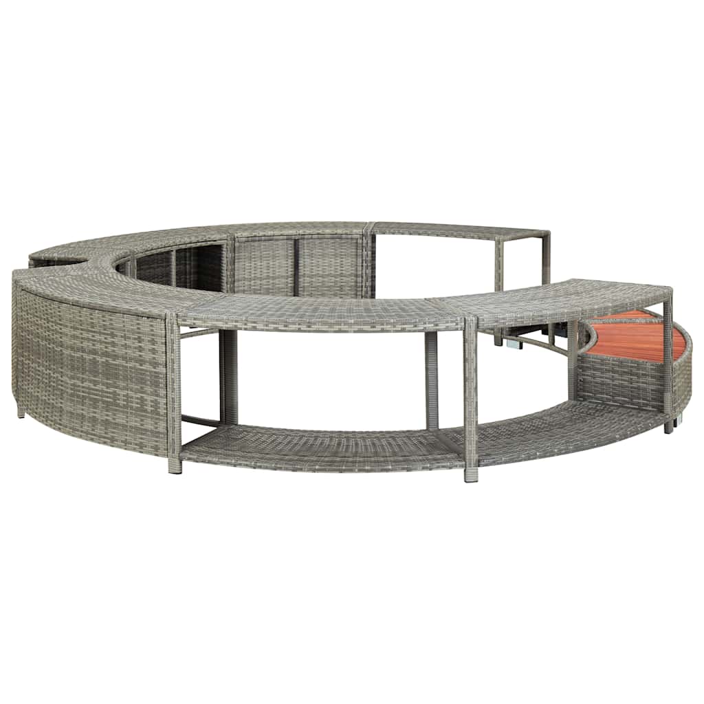 szürke polyrattan jakuzzi-keret