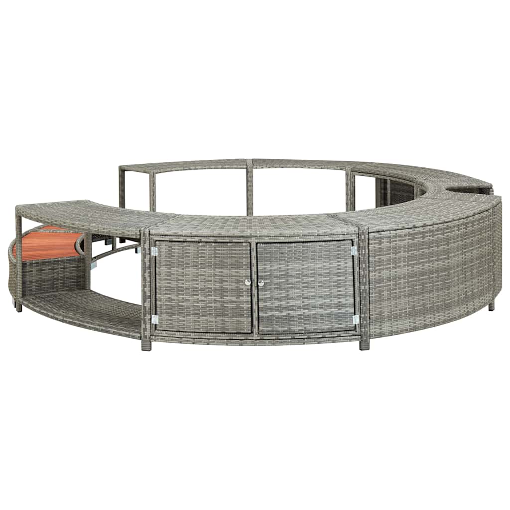 szürke polyrattan jakuzzi-keret