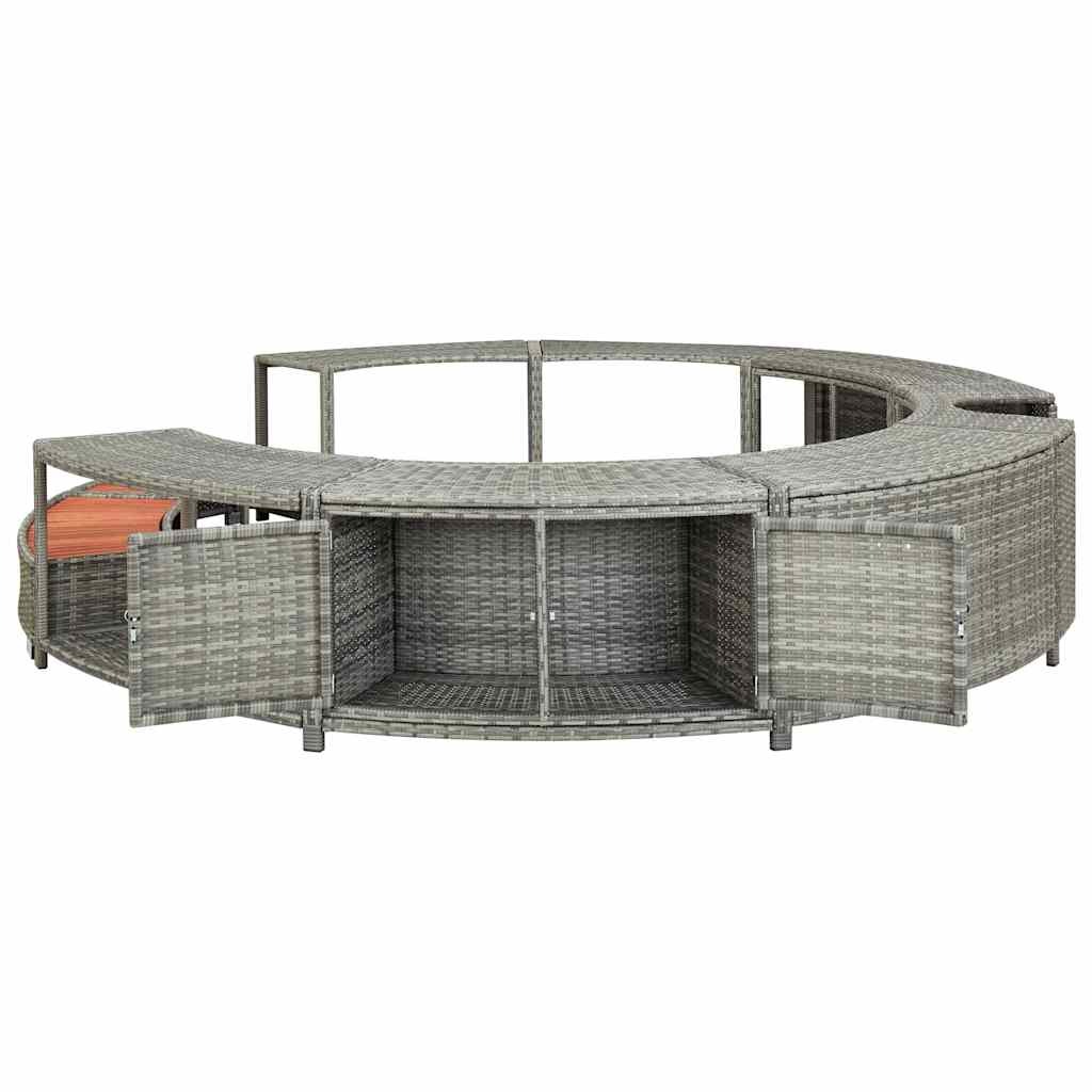 szürke polyrattan jakuzzi-keret