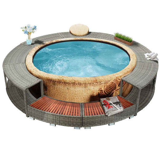 szürke polyrattan jakuzzi-keret
