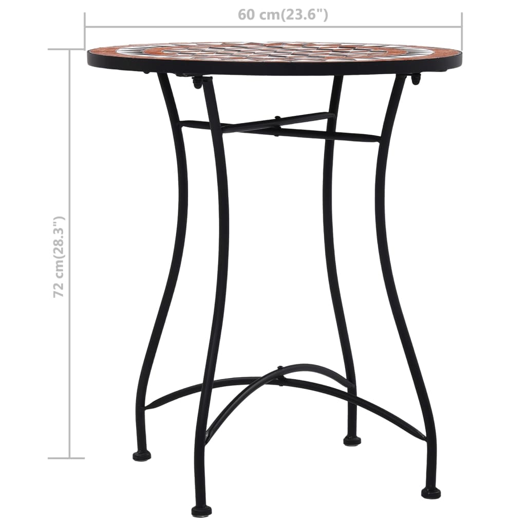 barna kerámia mozaikos bisztróasztal 60 cm