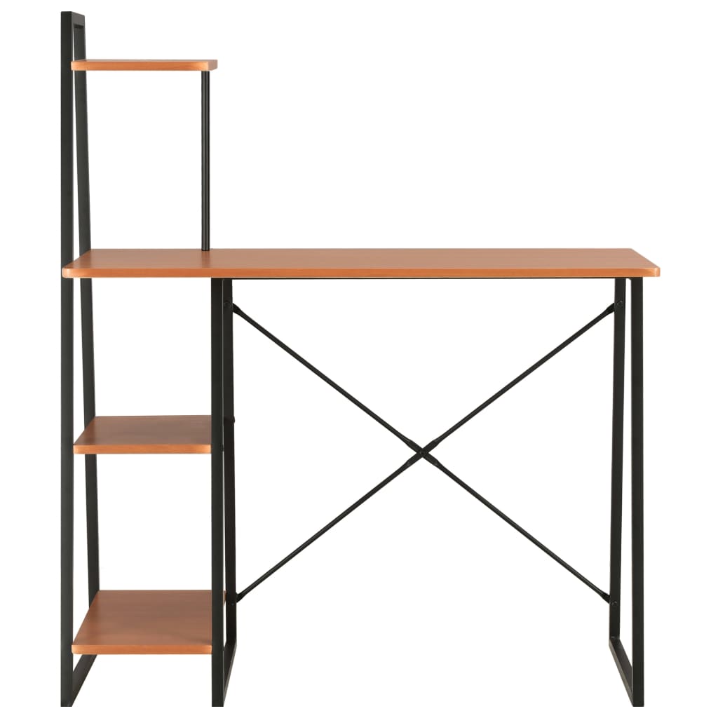 fekete és barna íróasztal polcrendszerrel 102 x 50 x 117 cm