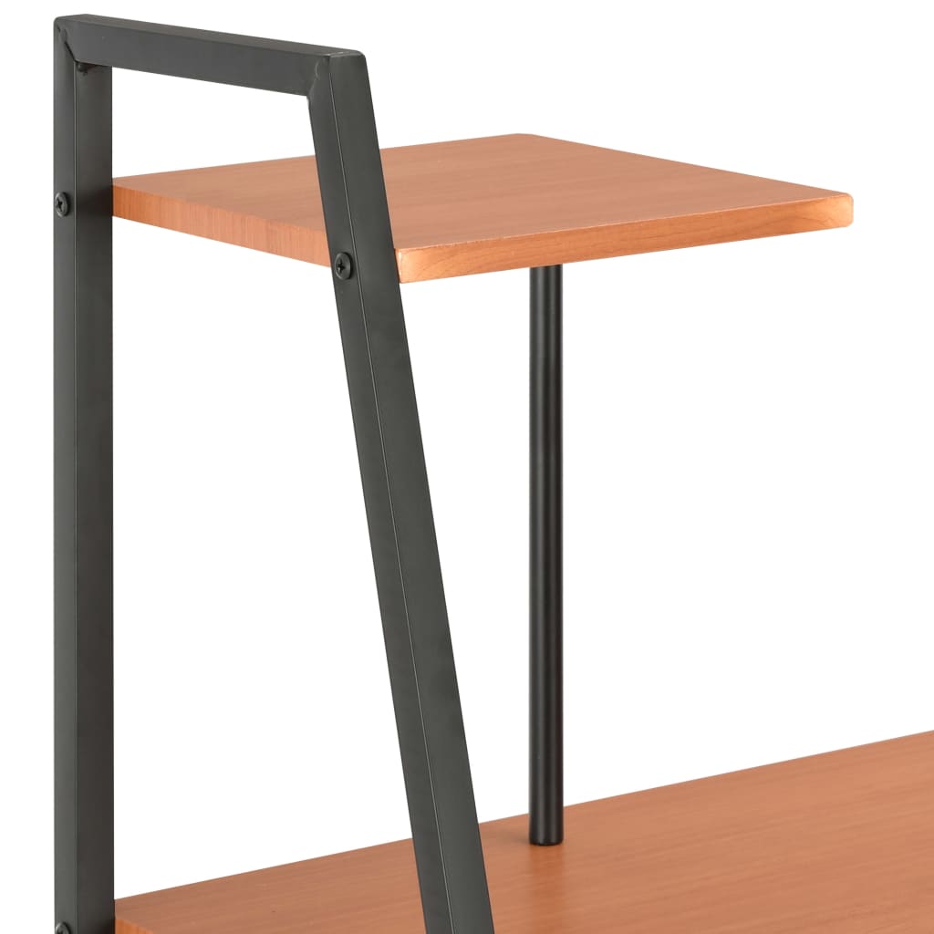 fekete és barna íróasztal polcrendszerrel 102 x 50 x 117 cm